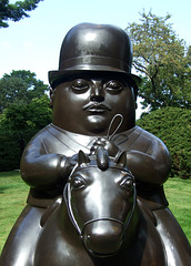 Detail of Man on Horseback by Botero in the Nassau County Museum of Art, September 2009