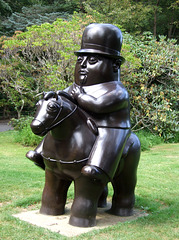 Man on Horseback by Botero in the Nassau County Museum of Art, September 2009