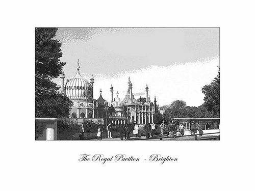 Royal Pavilion - Brighton - etching-style