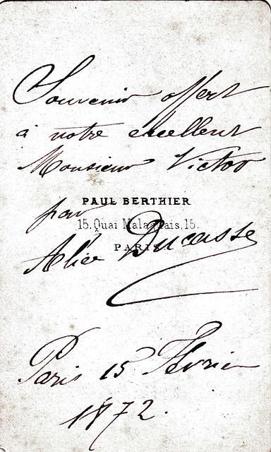 Alice Ducasse's autograph at the back