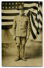 World War I Soldier Oscar G. Frederick with Flag