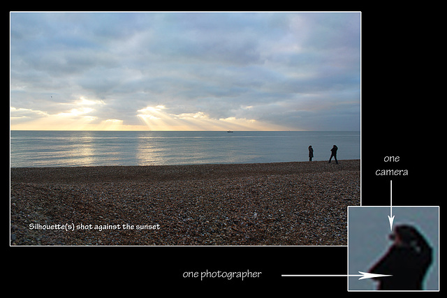 Silhouette(s) against the sunset - Seaford - 14.1.2012 - with inset