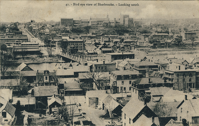 Bird eye view of Sherbrooke. - Looking south