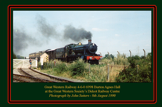 GWR 4-6-0 6998 Burton Agnes Hall  at the Great Western Society, Didcot Railway Centre on 8.8.1990