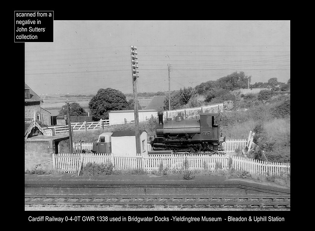 Cardiff Railway 0-4-0ST 1338 at the Yieldingtree Museum - Bleadon & Uphill Station - Somerset - 7.7.1970
