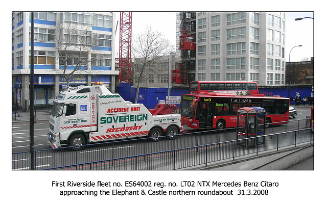 First Riverside Citaro under tow - Elephant & Castle - London - 31.3.2008