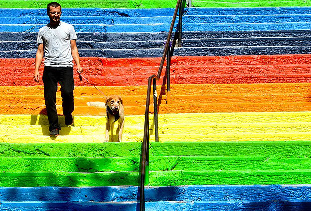 rainbow on the stairs