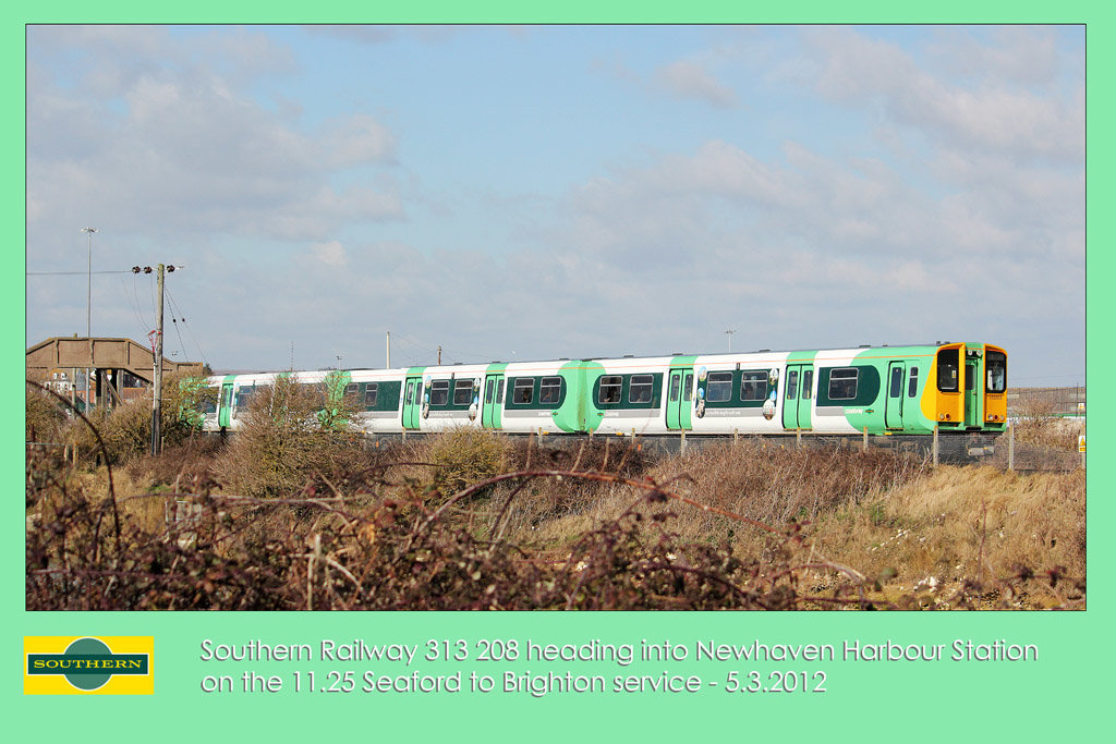 Southern 313 208 approaching Newhaven Harbour - 5.3.2012