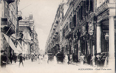 Cherif Pacha street Alexandria postcard LC 80