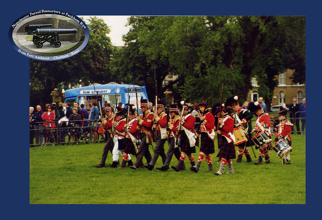 Fort Amherst's Napoleonic period reenactors at Peckham Rye advance at high porte c1999