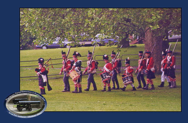 Peckham Rye, London, circa 1999 - Fort Amherst's Napoleonic period reenactors march on.