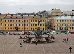 View of Senate Square and the Statue of Czar Alexander II from Helsinki Cathedral, April 2013