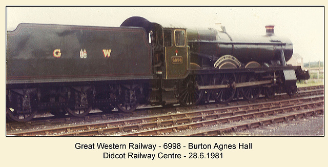 GWR 6998 Burton Agnes Hall - Didcot Railway Centre - 28.6.1981