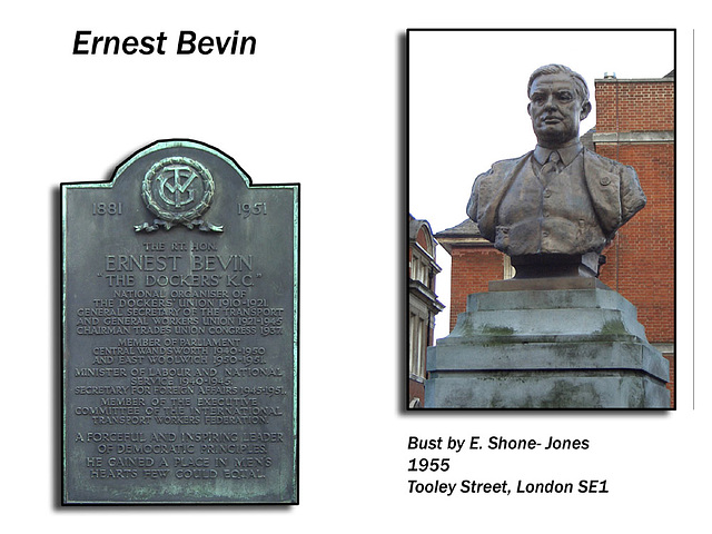 Ernest Bevin plaque +bust - Tooley Street, Bermondsey, London SE1