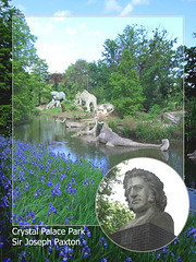 Dinosaurs with blue irises Crystal Palace Park + Sir Joseph Paxton