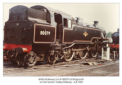 BR 80079 at Bridgnorth on the Severn Valley Railway on 6.8.1983