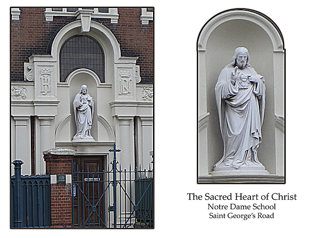 Sacred Heart statue Notre Dame School SE1
