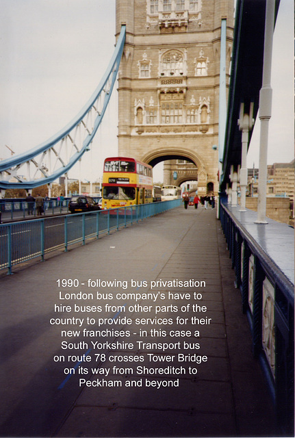 South Yorkshire Transport - London bus route 78 - southbound on Tower Bridge