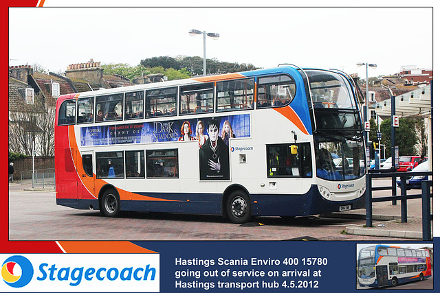 Stagecoach Scania Enviro 400 Fleet no. 15780 at Hastings station on 4.5.2012