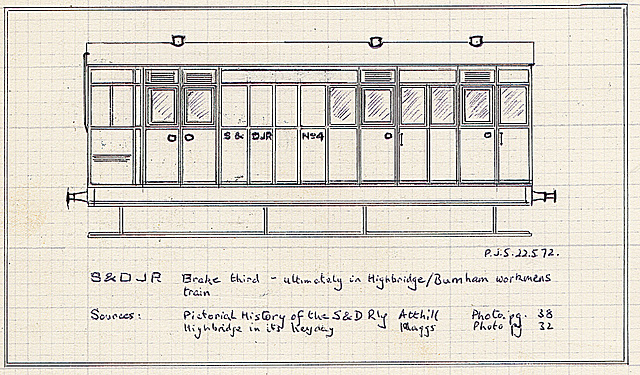 S&DJR 4-wheeled brake third drwg PJS 22.5.1972