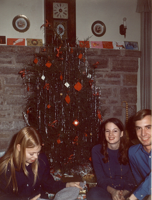 Jeanne, Mary and Rick, Christmas, 1970