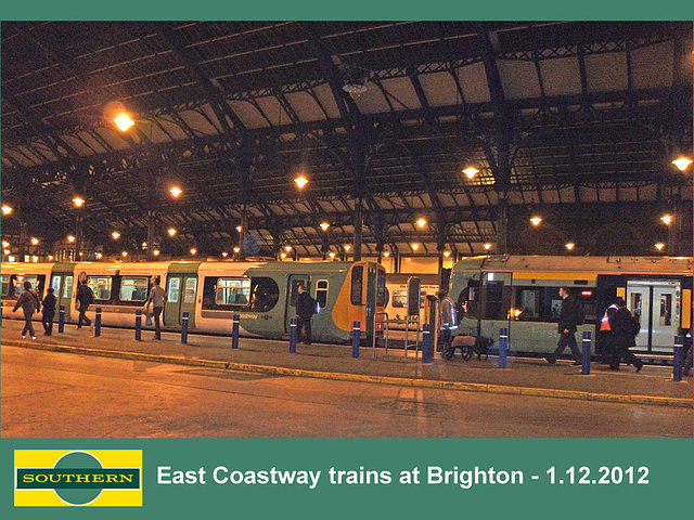 East Coastway trains at Brighton  1 12 2012