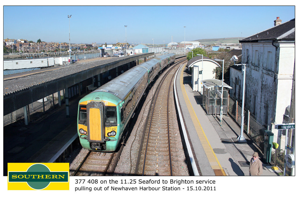 Southern 377408 leaving Newhaven Harbour 15 10 2011