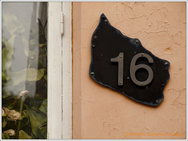 island-shaped house number