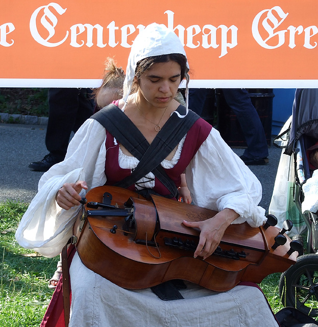 Hurdy Gurdy Player Performing at the Fort Tryon Park Medieval Festival, October 2010