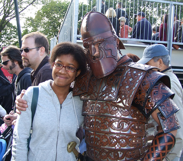 Girl and Armored Warrior at the Fort Tryon Park Medieval Festival, October 2010
