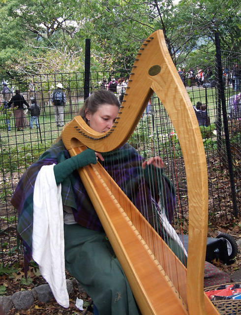 Harpist Performing at the Fort Tryon Park Medieval Festival, October 2010