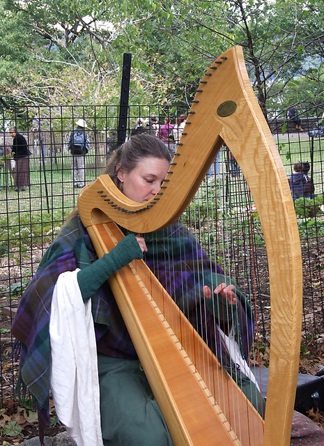 Harpist Performing at the Fort Tryon Park Medieval Festival, October 2010