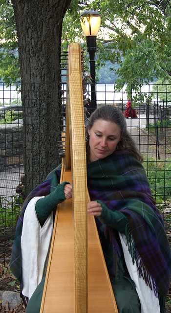 Harpist Performing at the Fort Tryon Park Medieval Festival, October 2010