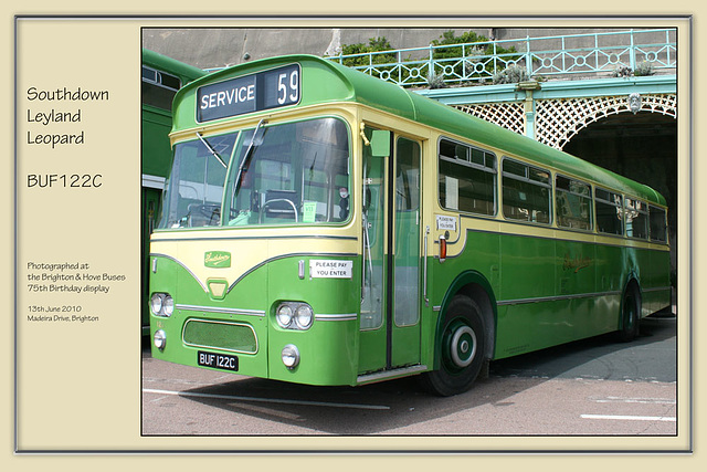 Southdown Leyland Leopard BUF 122C Brighton 13 6 10 sideview