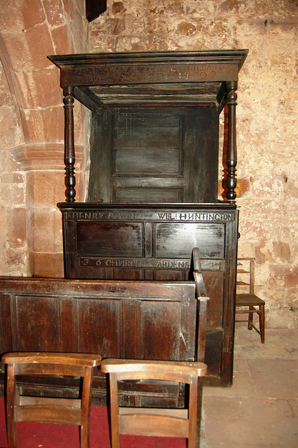 Church Warden's Pew, Shotwick Church. Cheshire