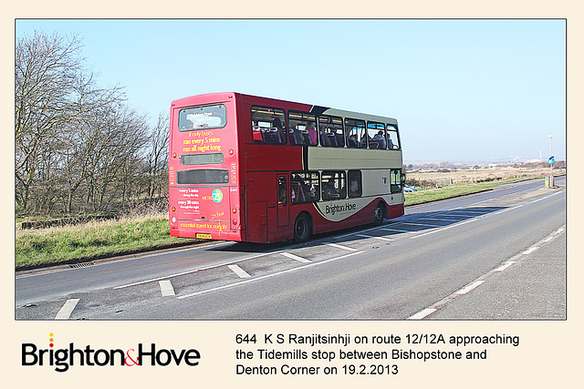 Brighton & Hove Buses 644 K S Ranjitsinhji - Tidemills - 19.2.2013