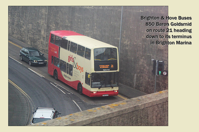 Brighton & Hove Buses- 850 - Baron Goldsmid - Brighton Marina - 9.2.2013