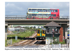 Southern Railway 313 209 & Brighton & Hove Buses 910 - Newhaven 9.6.2012