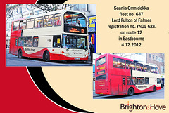 Brighton & Hove - Scania Omnidekka - 647 - Lord Fulton of Falmer at Eastbourne 4.12.2012