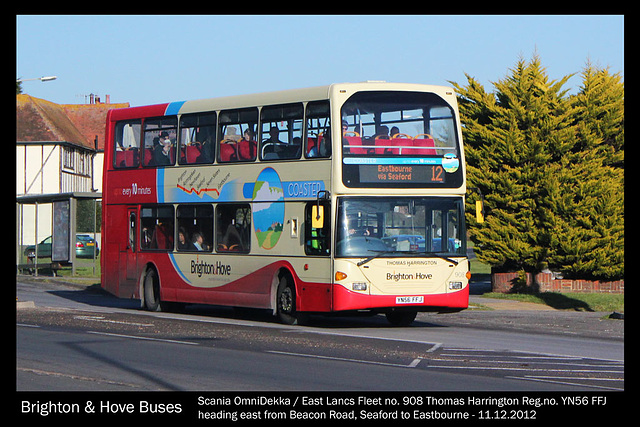 B&H Scania Omnidekka 908 - Seaford - 11.12.2012