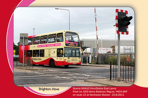 B&H Scania Omnidekka 633 Henry Solomon at Newhaven 22.8.2011