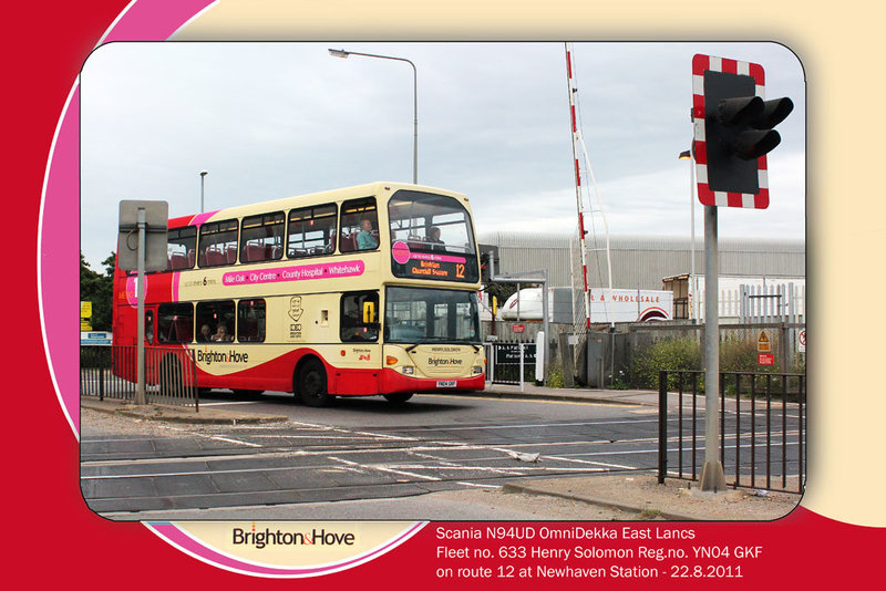 B&H Scania Omnidekka 633 Henry Solomon at Newhaven 22.8.2011