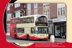 Brighton & Hove Buses fleet no.621 Ivy Compton-Burnett - Scania N94UD OmniDekka East Lancs -YN04 GJG - Seaford - 29.2.2012