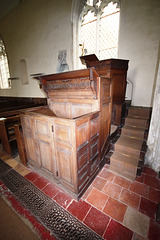 Three decker pulpit, St Peter's Church, Great Livermere, Suffolk.