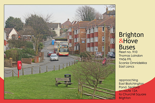 Brighton & Hove Buses Scania Omnidekka - 910 - East Blatchington Pond - 10.2.2011