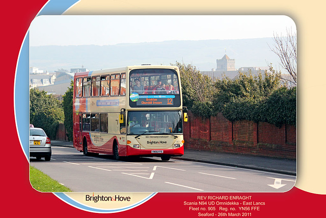 Brighton & Hove Buses no.905 YN56 FFE Rev Richard Enraght at Seaford