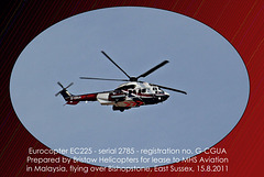 Eurocopter EC225 ser 2785 reg G CGUA over Bishopstone - 15.8.2011