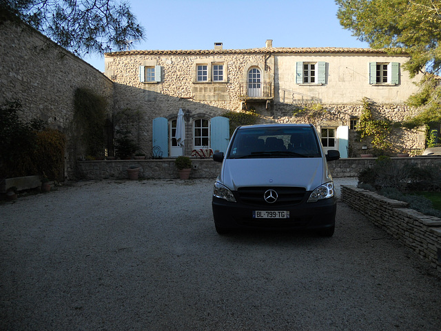 Our rental van outside the house