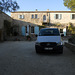 Our rental van outside the house