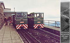 Snowdon Mountain Railway no 9 Ninian & no10 Yeti at Summit Station in summer 1992